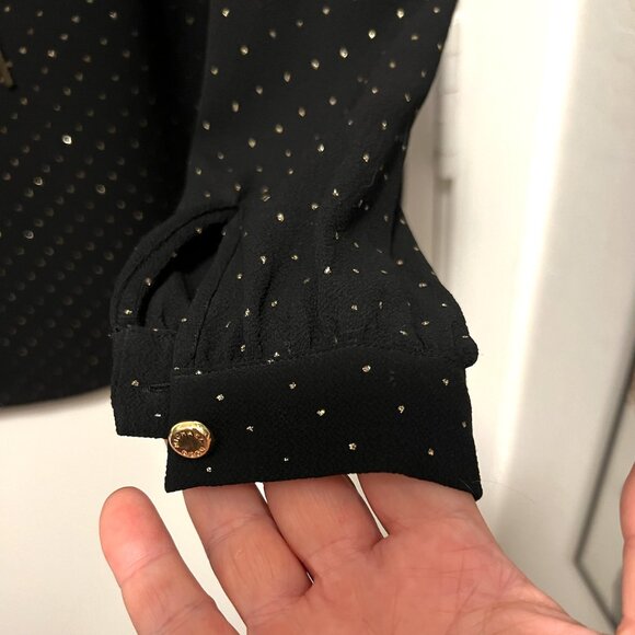 NWOT Michael Kors Dressy Black Blouse with gold and chain details - 3X - Picture 2 of 5